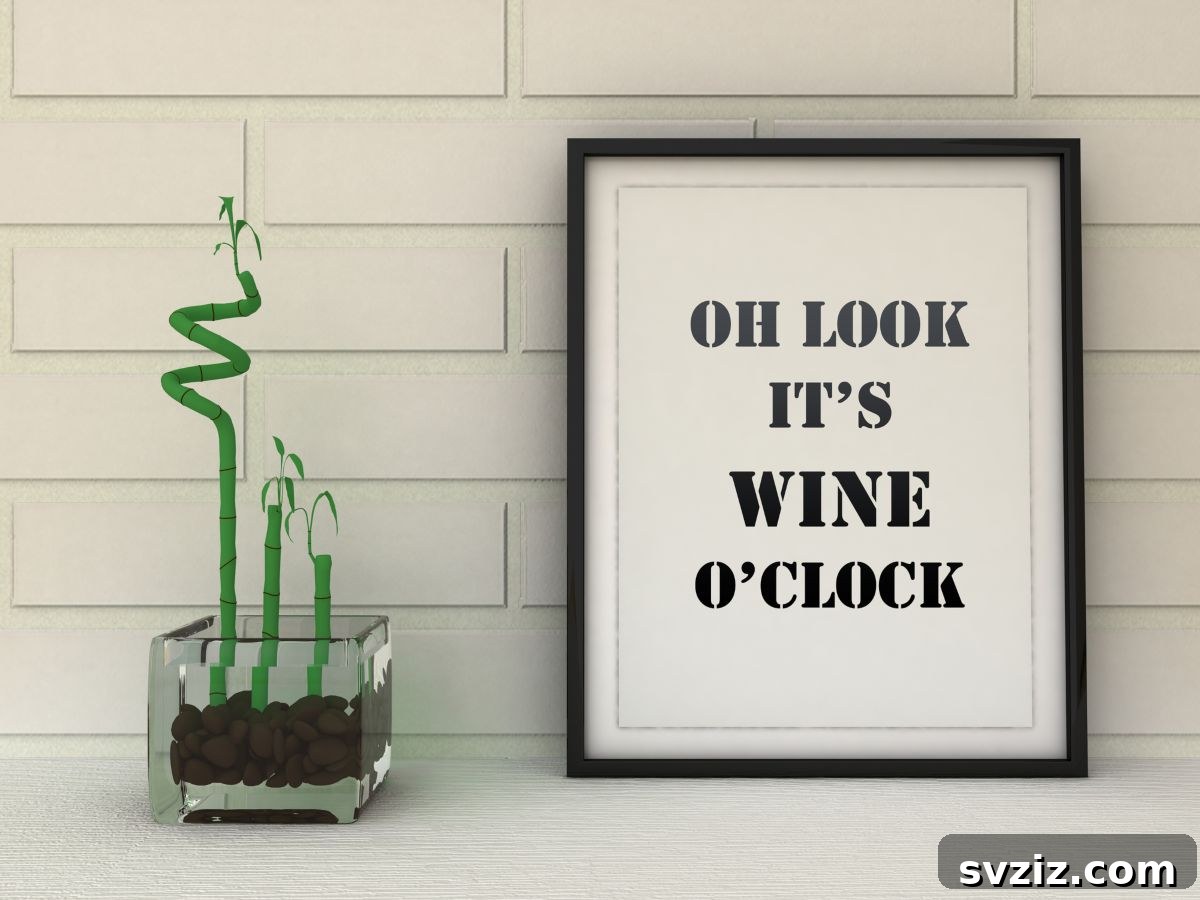 Elevate Your Kitchen: 41 Chic Wall Decor Ideas 9 Humorous wine-themed poster in kitchen