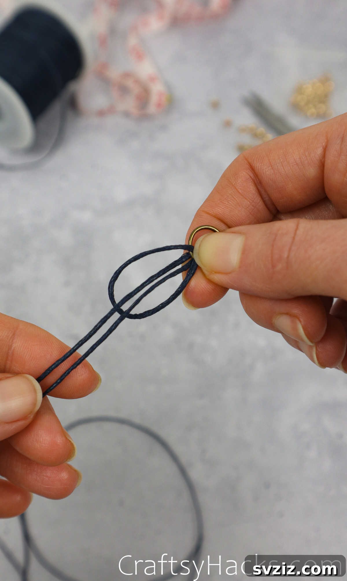 pulling cord through loop
