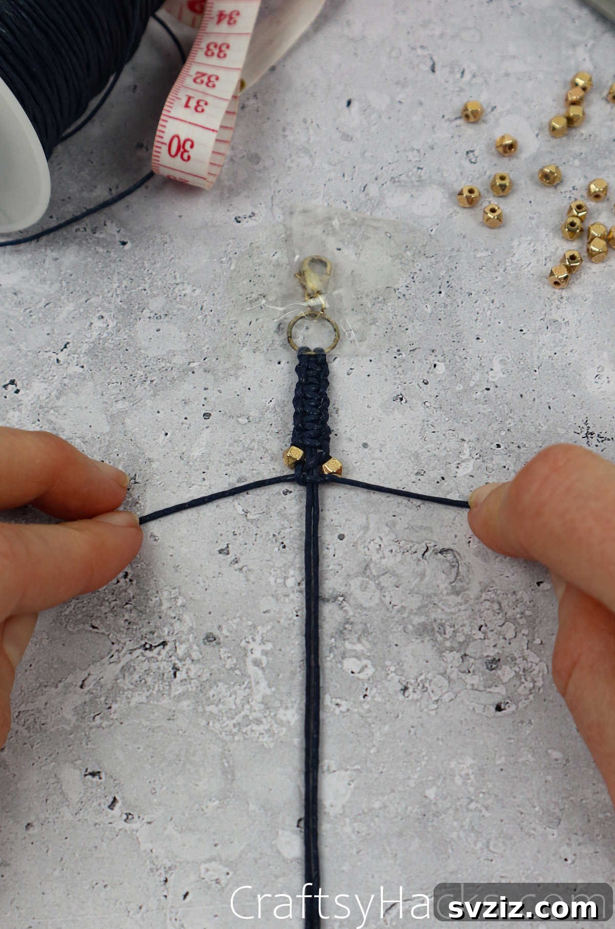 tying macrame knot