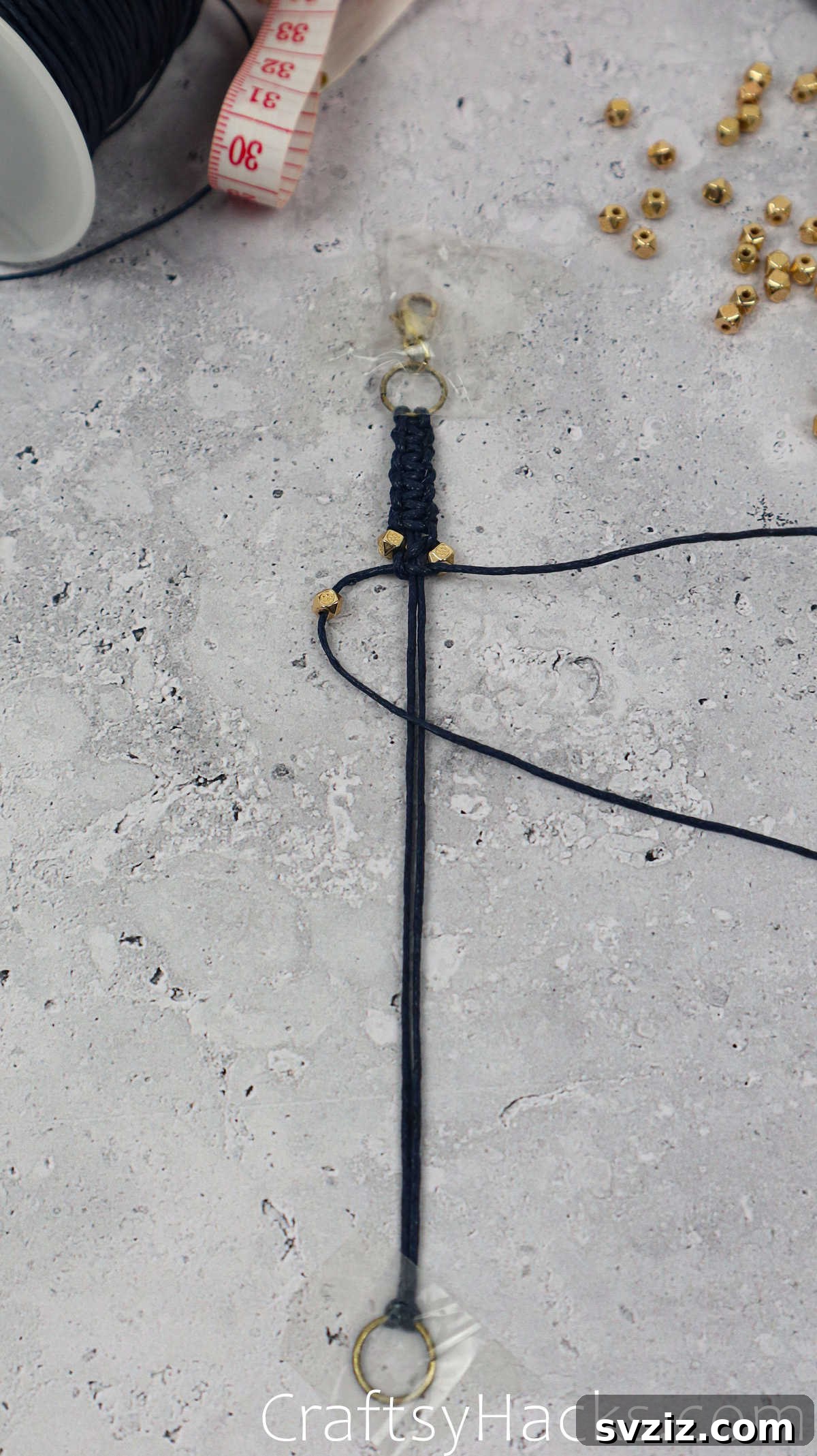 adding bead to cord