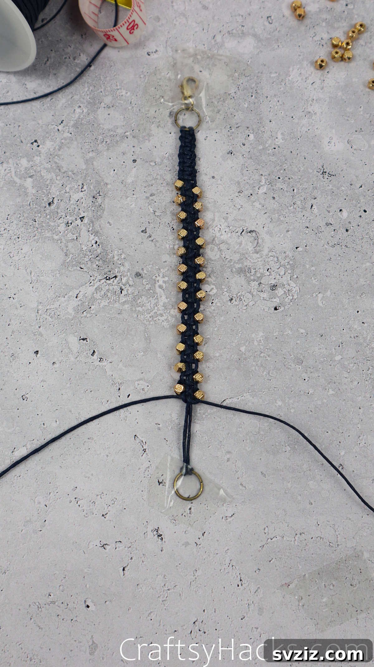 beads on macrame bracelet