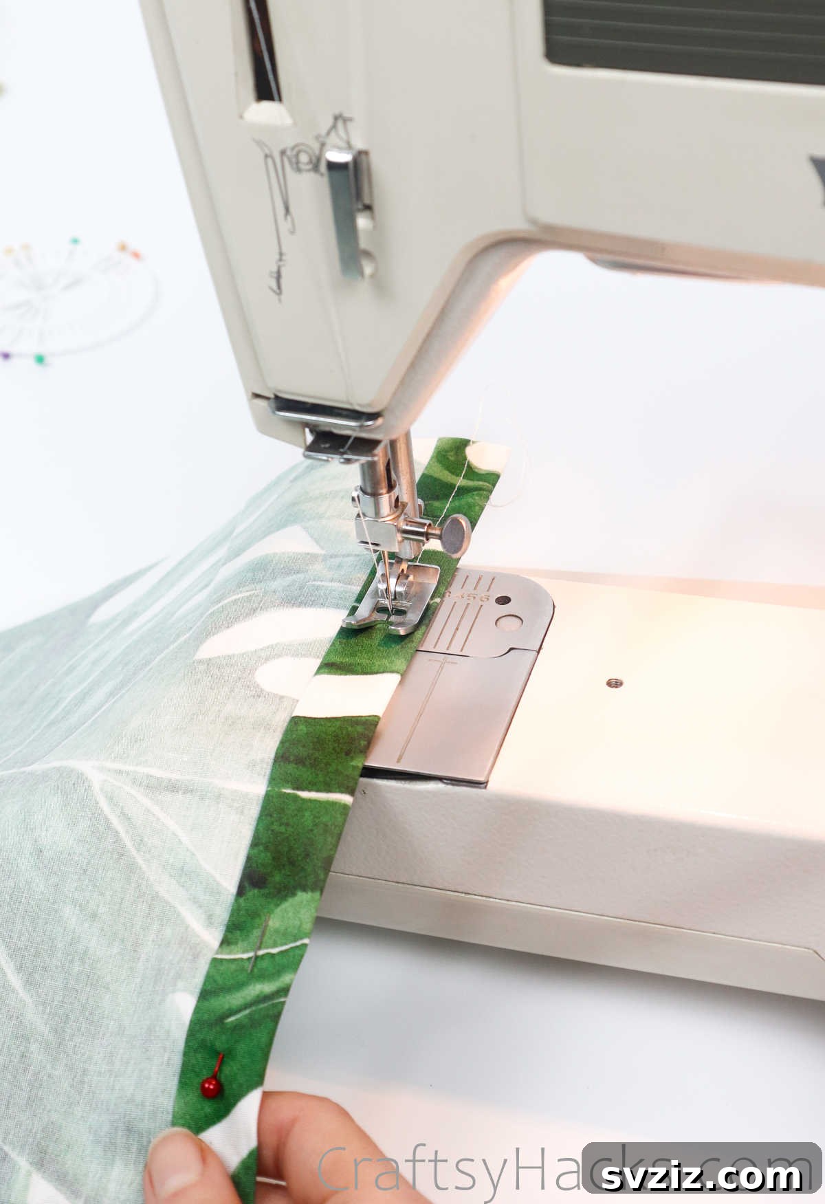 Sewing the edge of the fabric hem