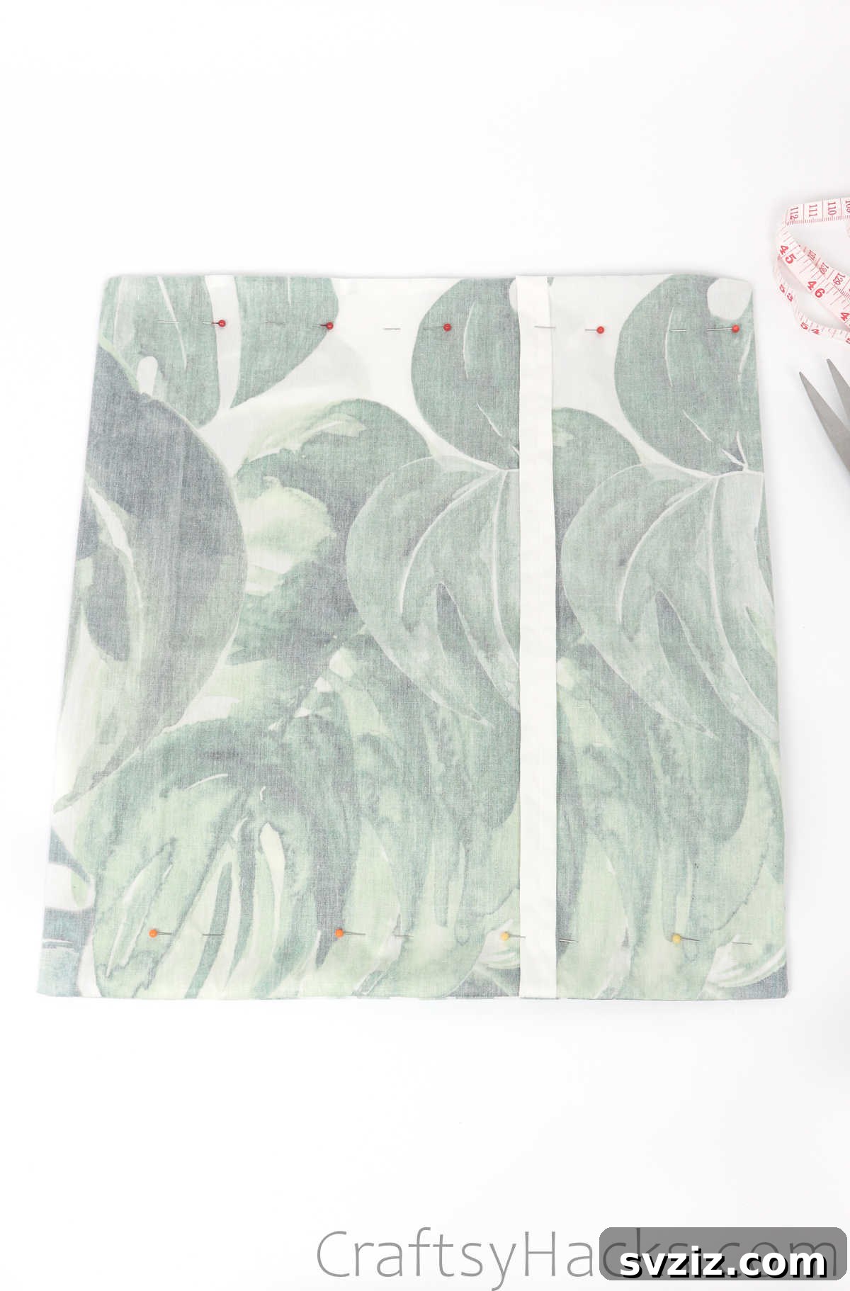 Pinning all four sides of the pillowcase for sewing