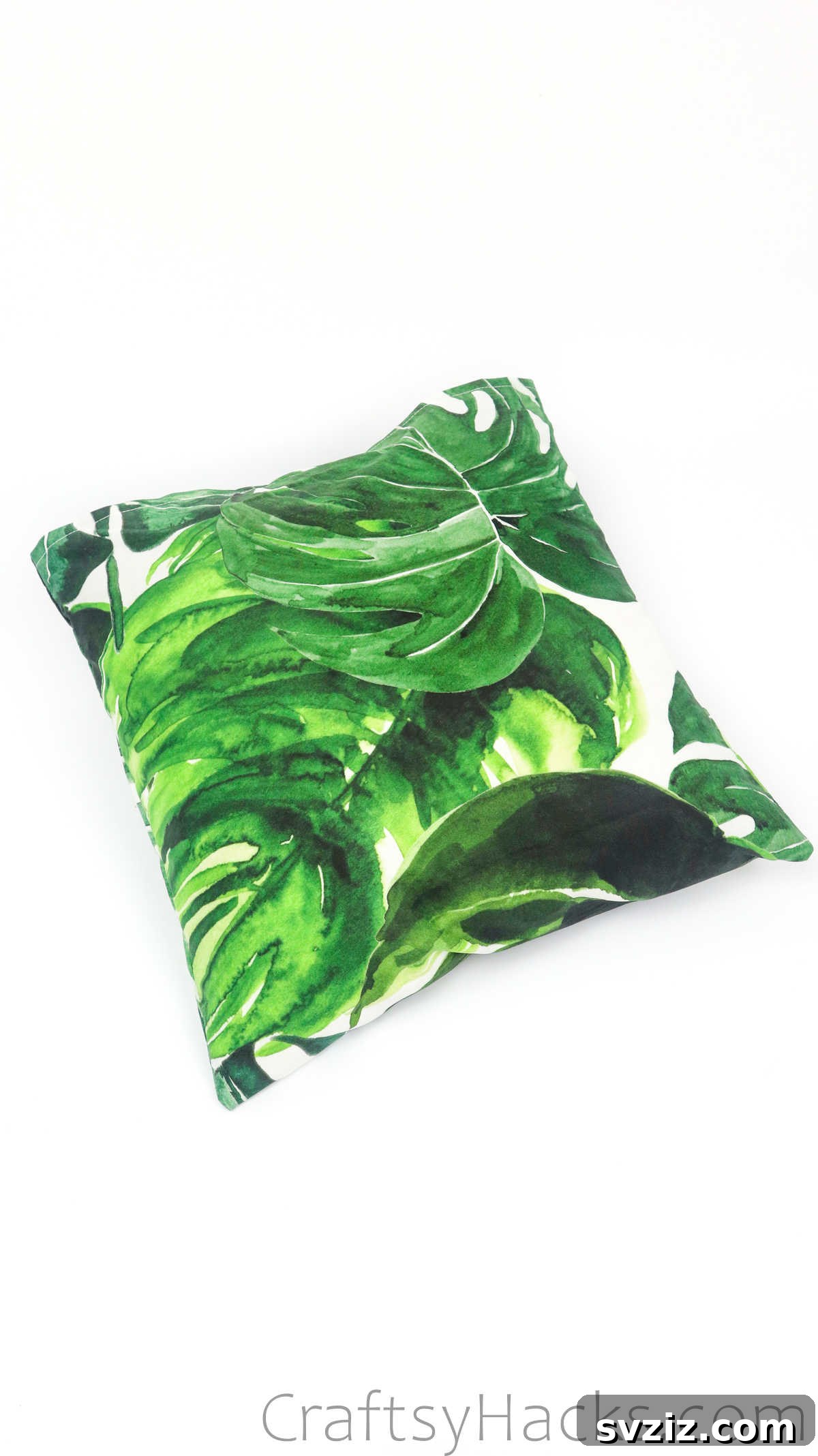 The fully completed and styled DIY pillowcase