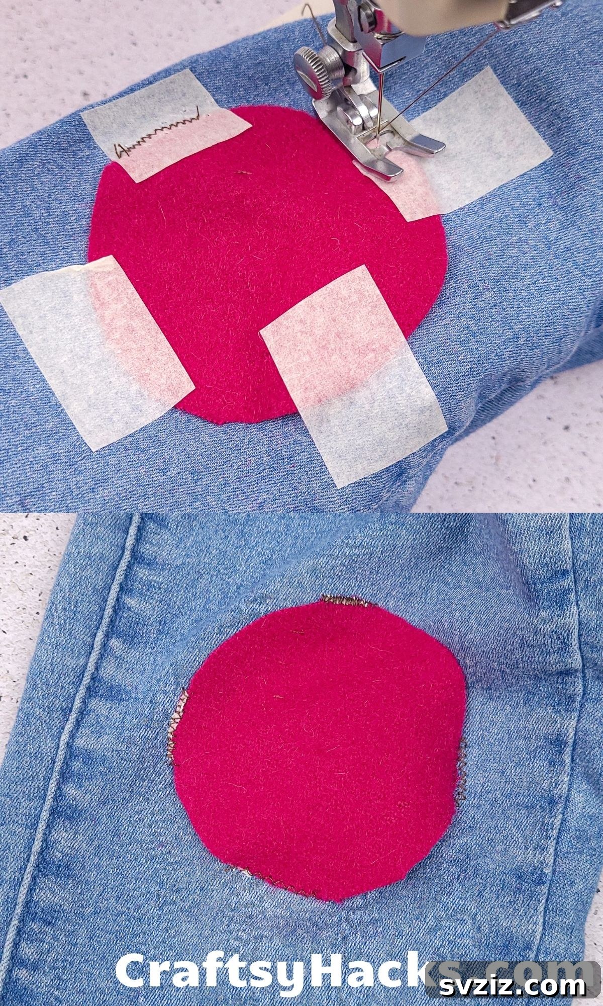Creative patching technique for large holes in clothing