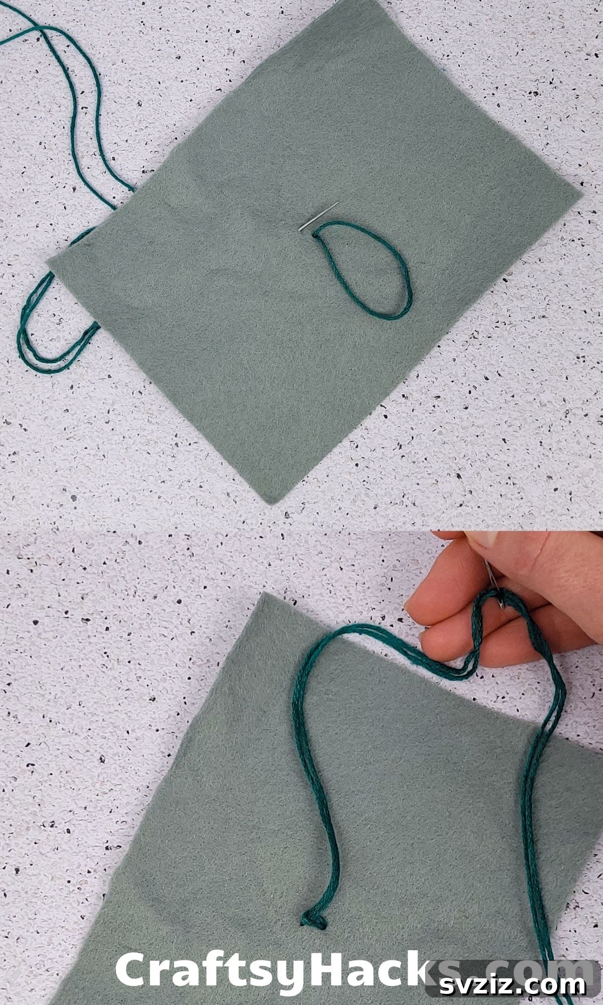 Simple method to start sewing without an initial knot