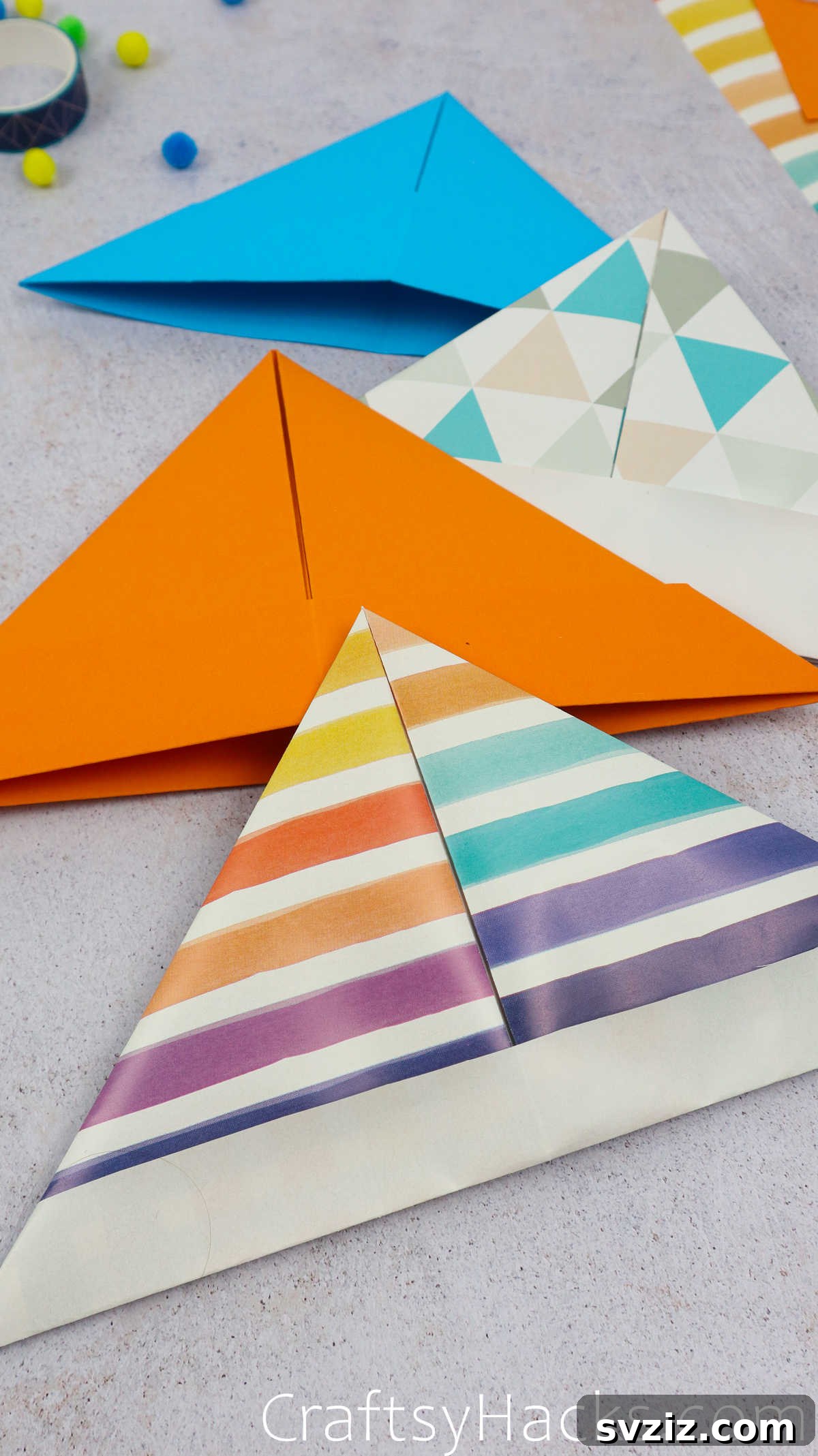 A collection of beautifully decorated DIY paper hats, showcasing various colors and embellishments.