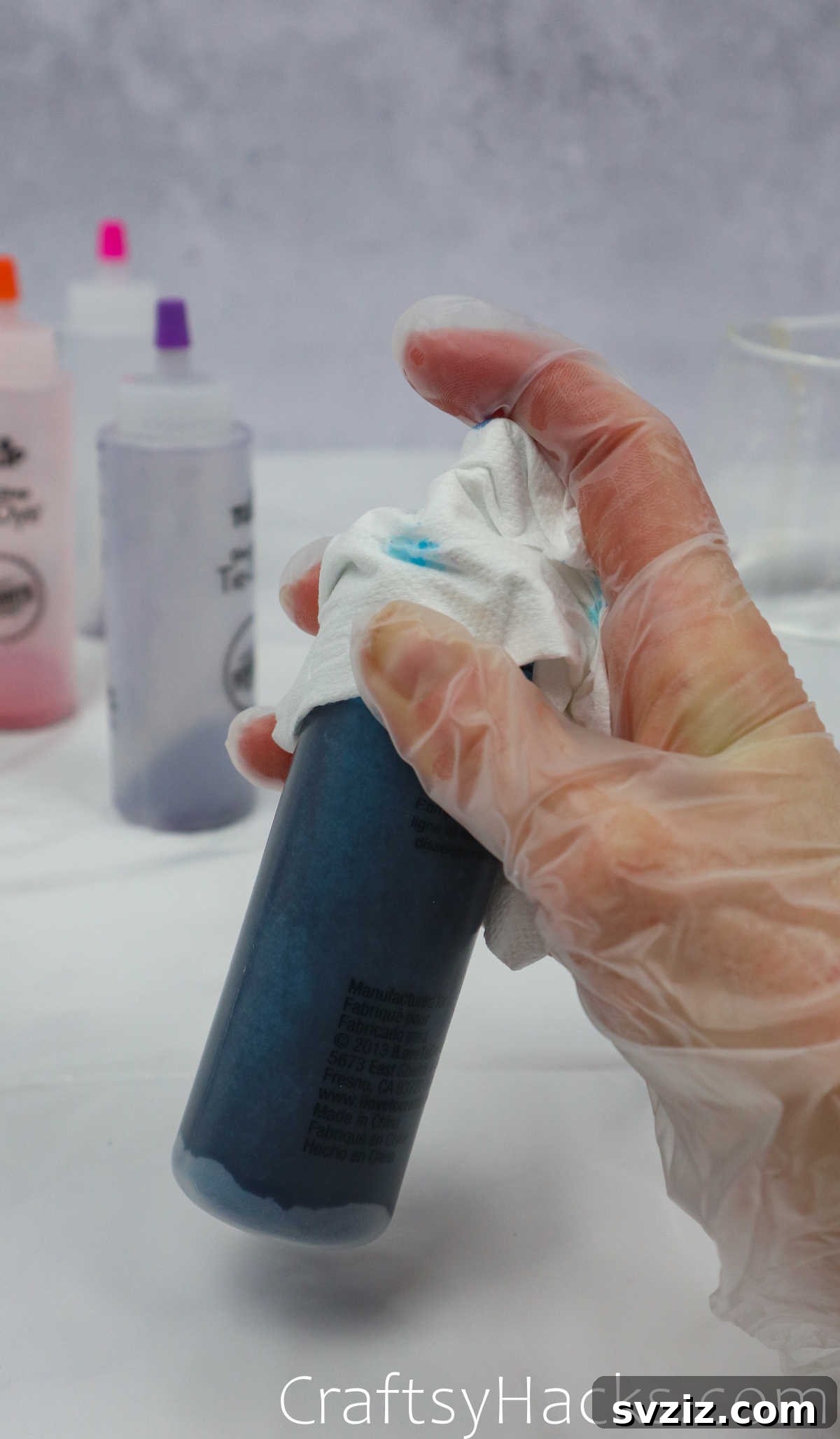 shaking dye bottles