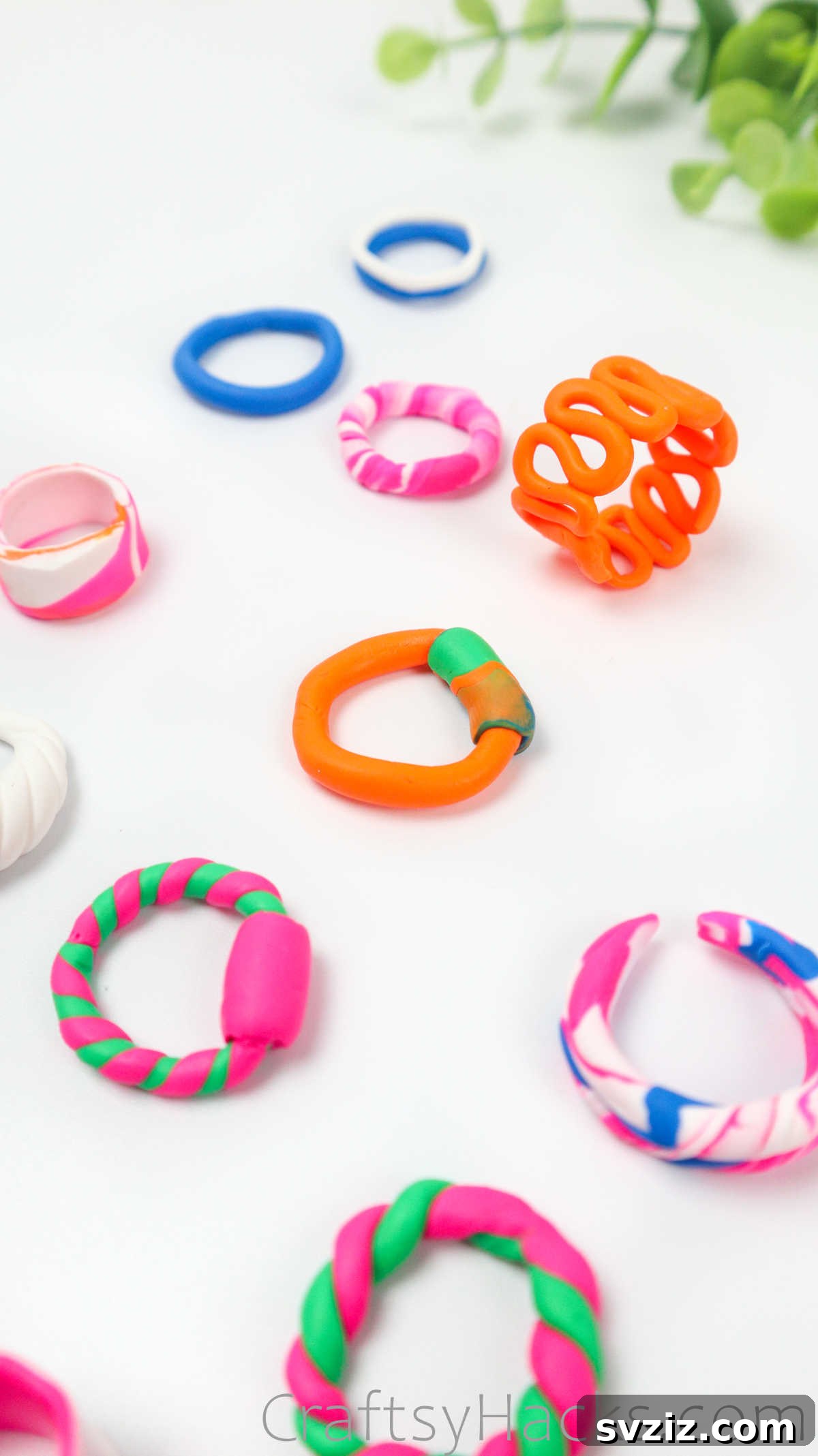 Crafting Your Own Clay Rings Effortlessly 4 Assortment of vibrant handmade polymer clay rings in various colors and designs