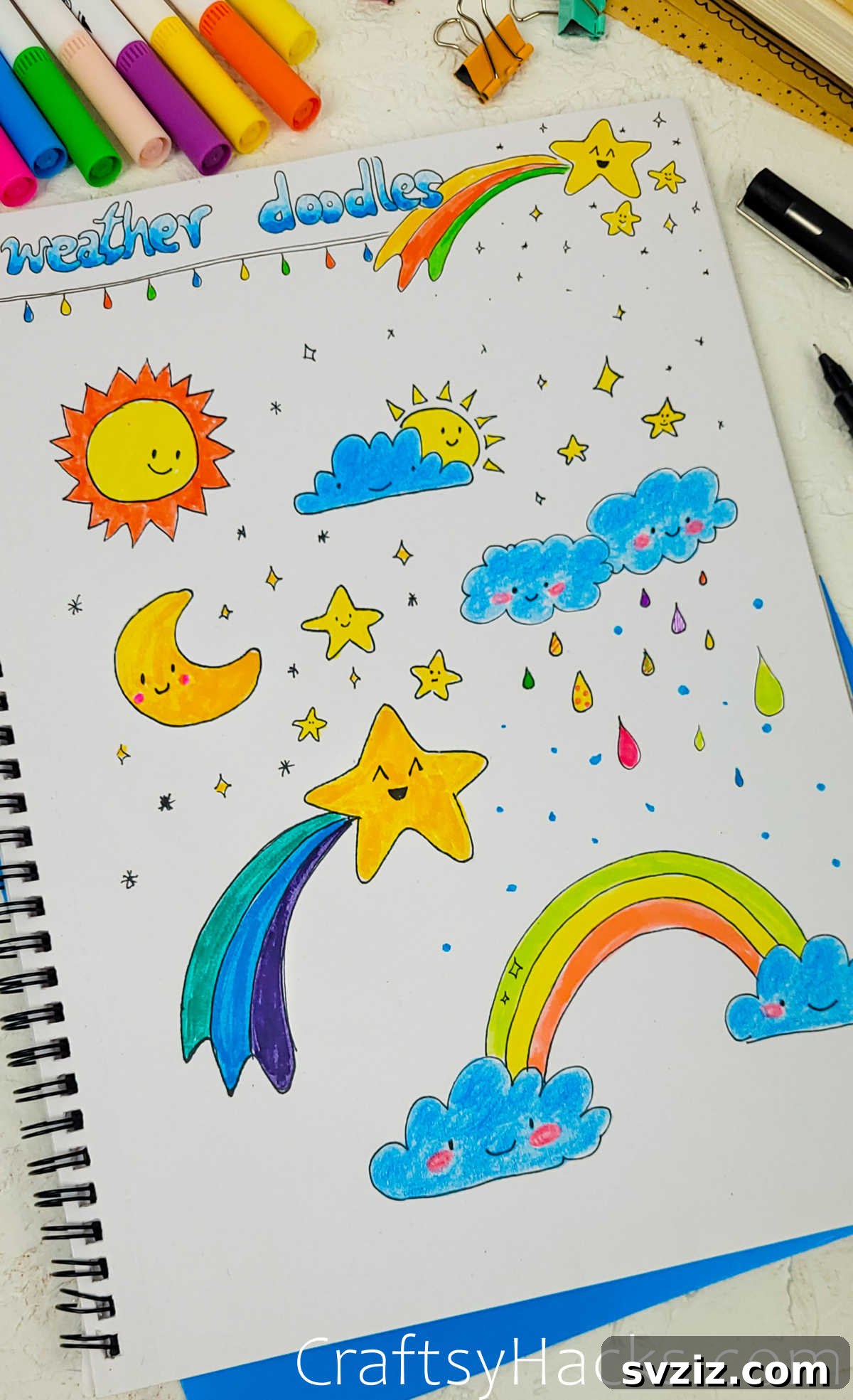 Spark Your Journal with 40+ Adorable Doodles 11 Weather Doodles