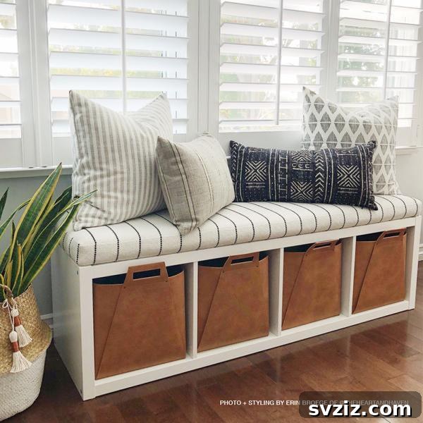 Elevate Your Space: Genius IKEA KALLAX Ideas 4 Kallax Storage Bench with Cushion