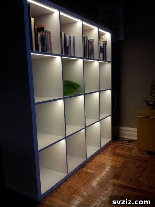 Elevate Your Space: Genius IKEA KALLAX Ideas 7 LED Illuminated Kallax Shelf