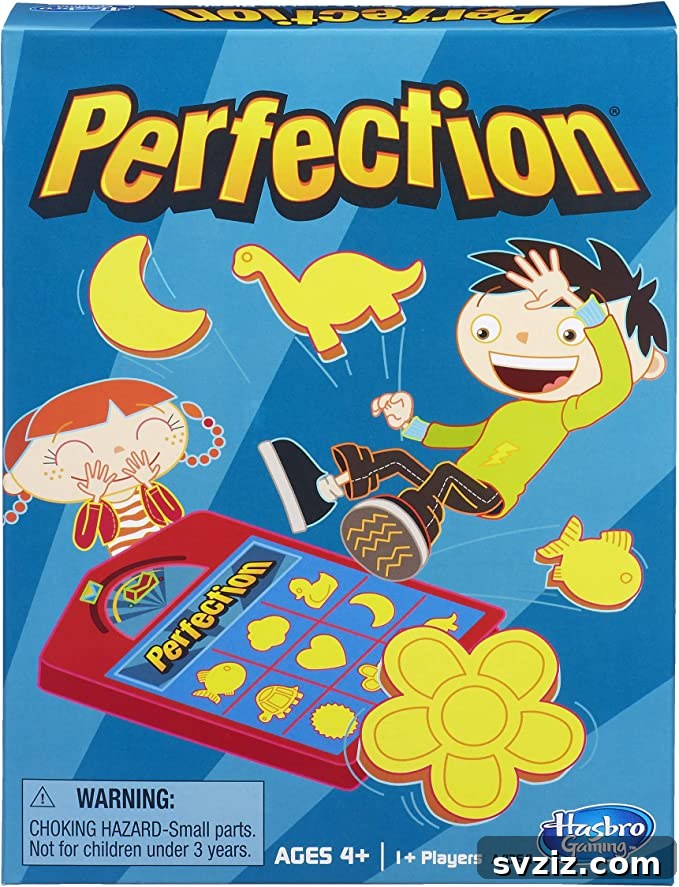 Perfection board game for developing fine motor skills