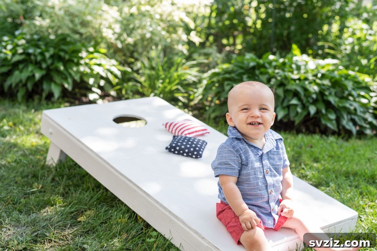 Kids aiming bean bags at a Corn Hole board outdoors