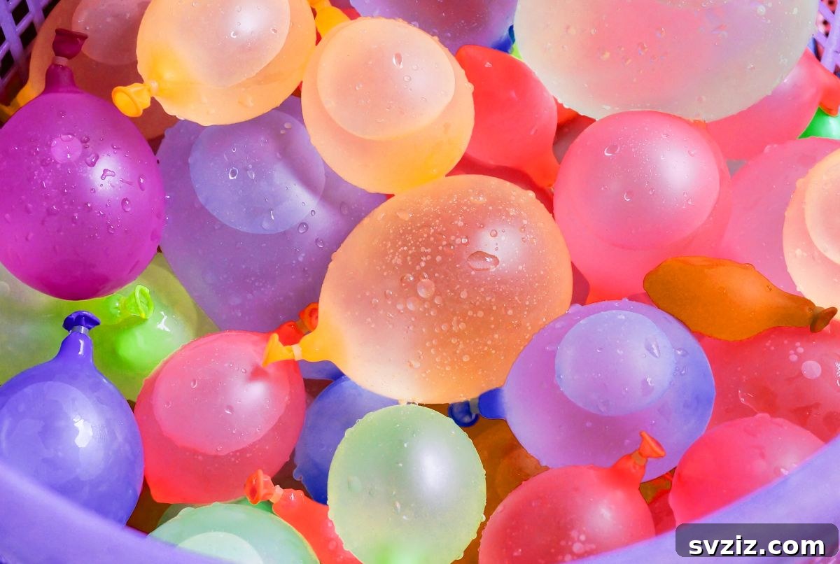 Kids playing water balloon baseball on a sunny day