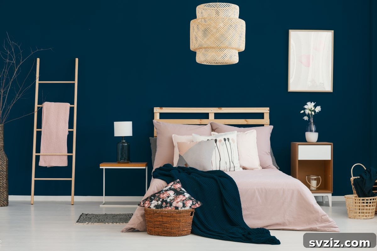31 Sophisticated Teen Girl Bedroom Ideas 18 Dark Blue Wall in Teen Bedroom