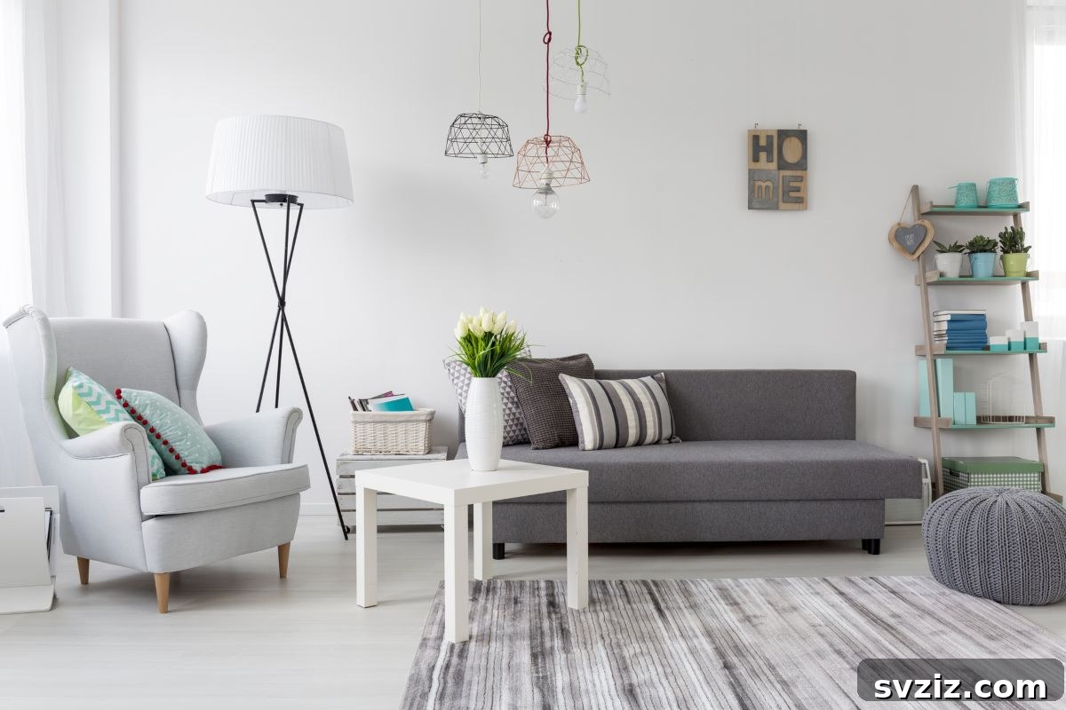 Chic 'HOME' sign mounted above a sofa, creating a warm and inviting atmosphere