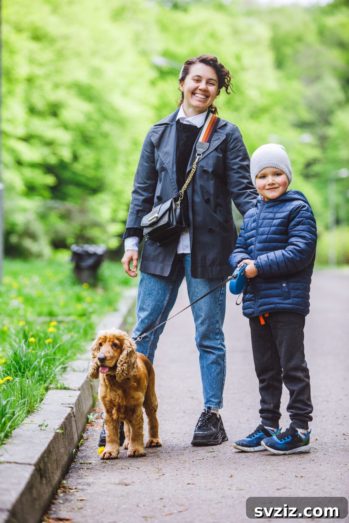 Family Taking a Leisurely Walk Outdoors
