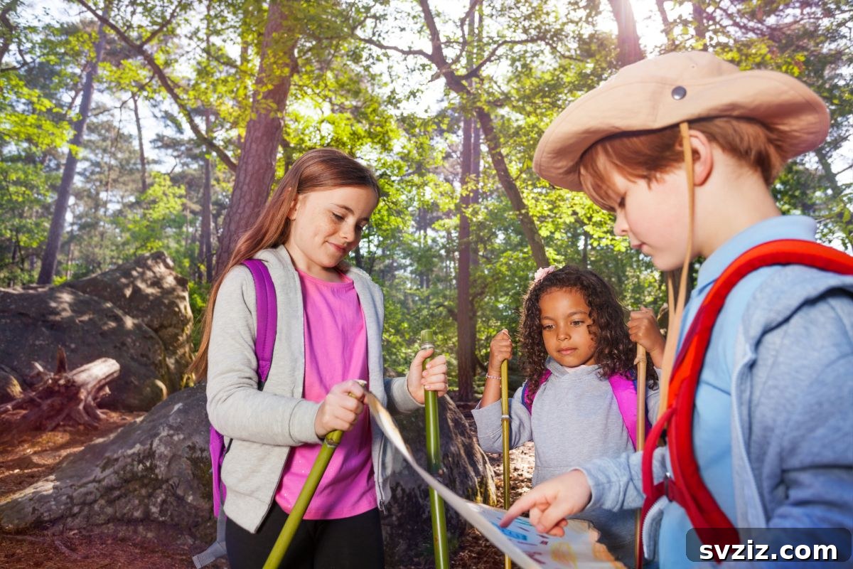 Kids on a Nature Scavenger Hunt with a Checklist