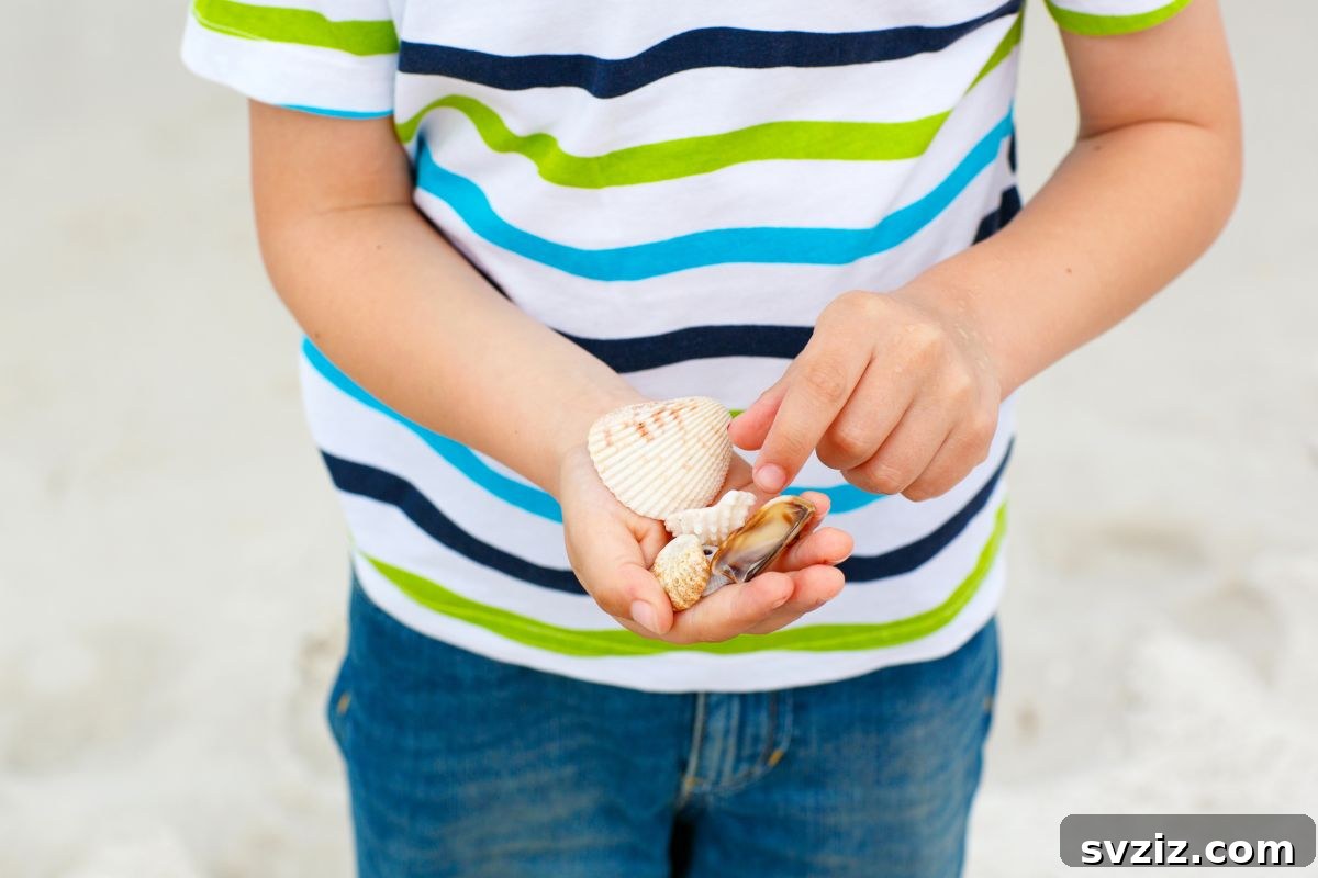 Kids Collecting Seashells on a Sandy Beach