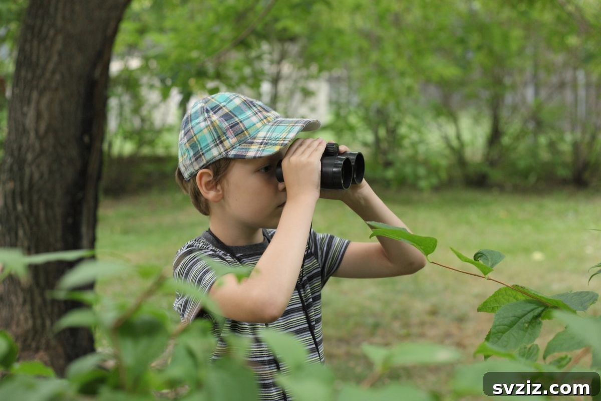 Children Engaging in Bird Watching as Outdoor Activity