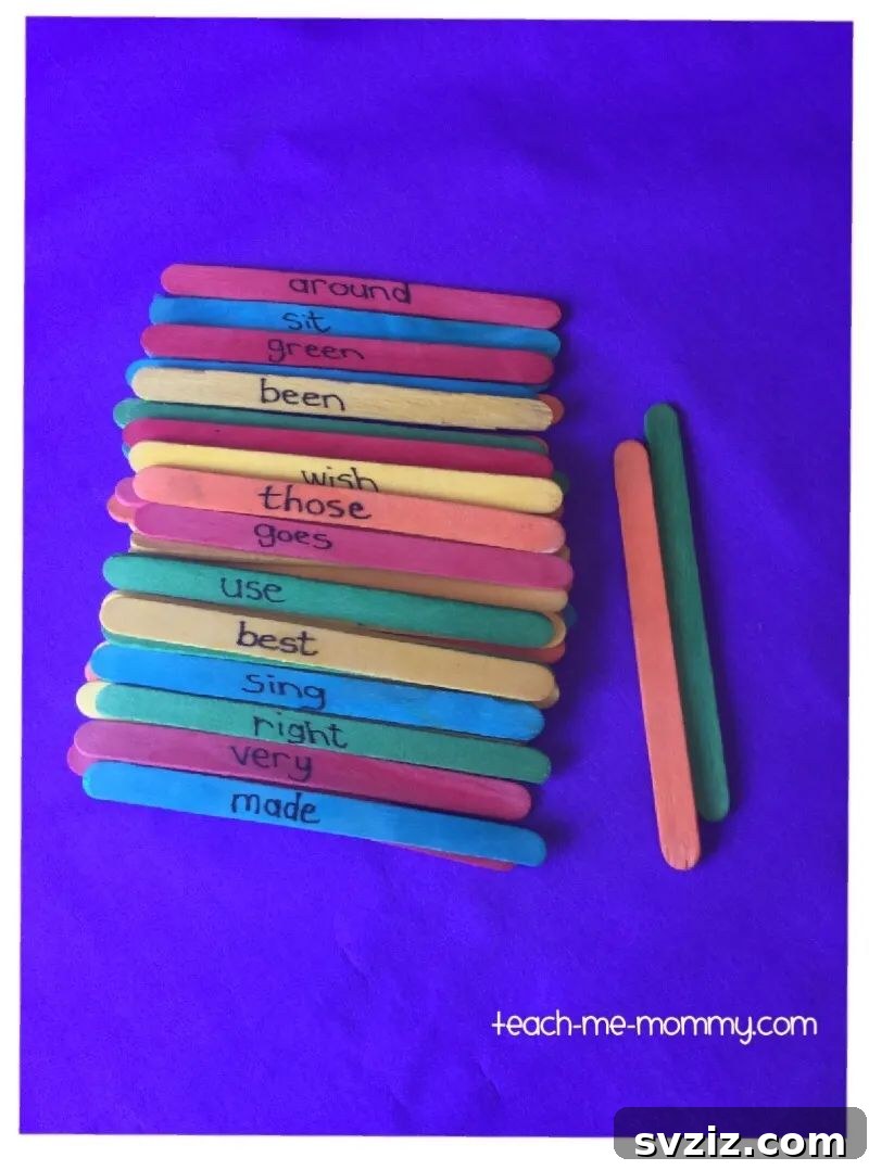 Sight Word Popsicle Stick Game