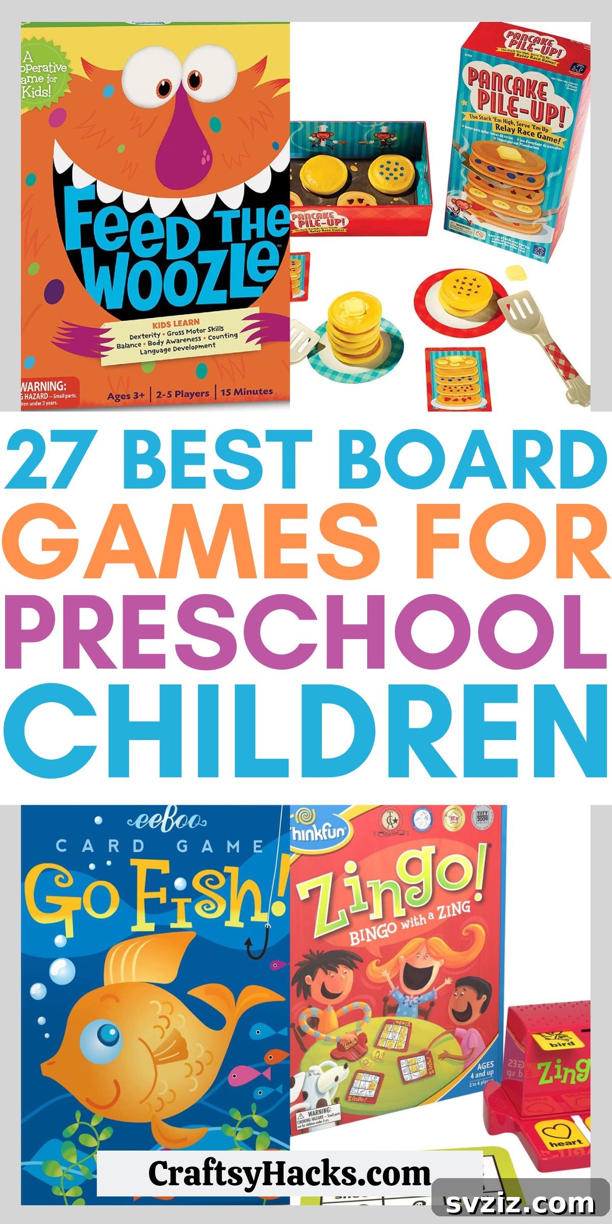 Playful Learning: Engaging Board Games for Preschoolers 2 Preschoolers playing with diverse board games, featuring colorful pieces and happy faces, fostering educational fun and family bonding.