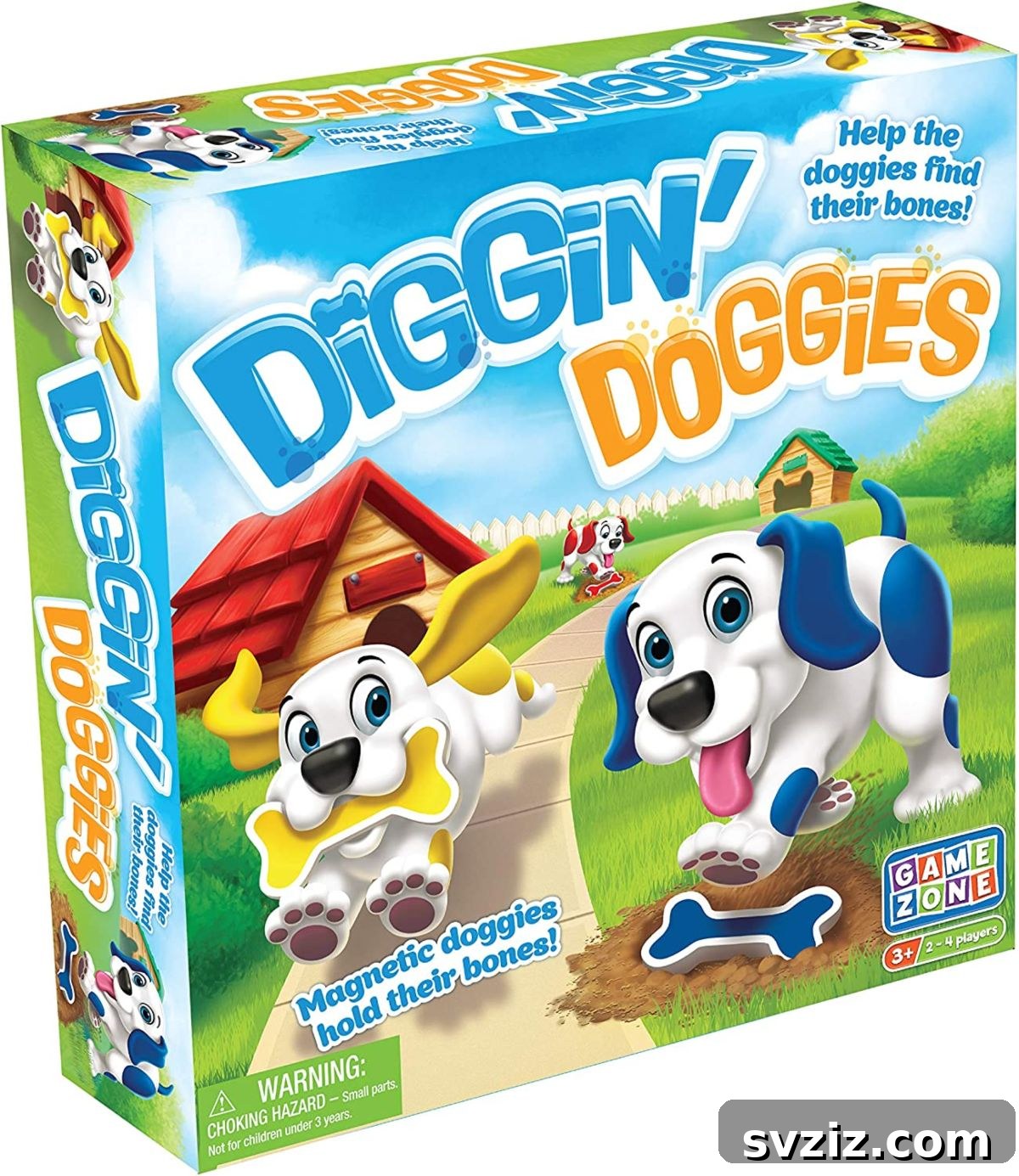 Playful Learning: Engaging Board Games for Preschoolers 12 Diggin Doggies board game with adorable puppy characters, colorful bones, and a spinning mechanism for collecting items.