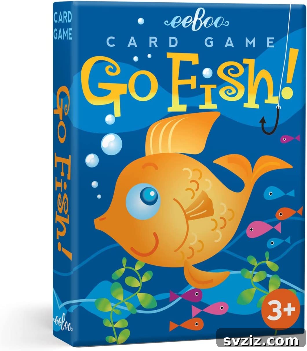 Playful Learning: Engaging Board Games for Preschoolers 16 eeBoo Go Fish card game, featuring beautifully illustrated ocean creatures like lobsters and angelfish for matching and learning.