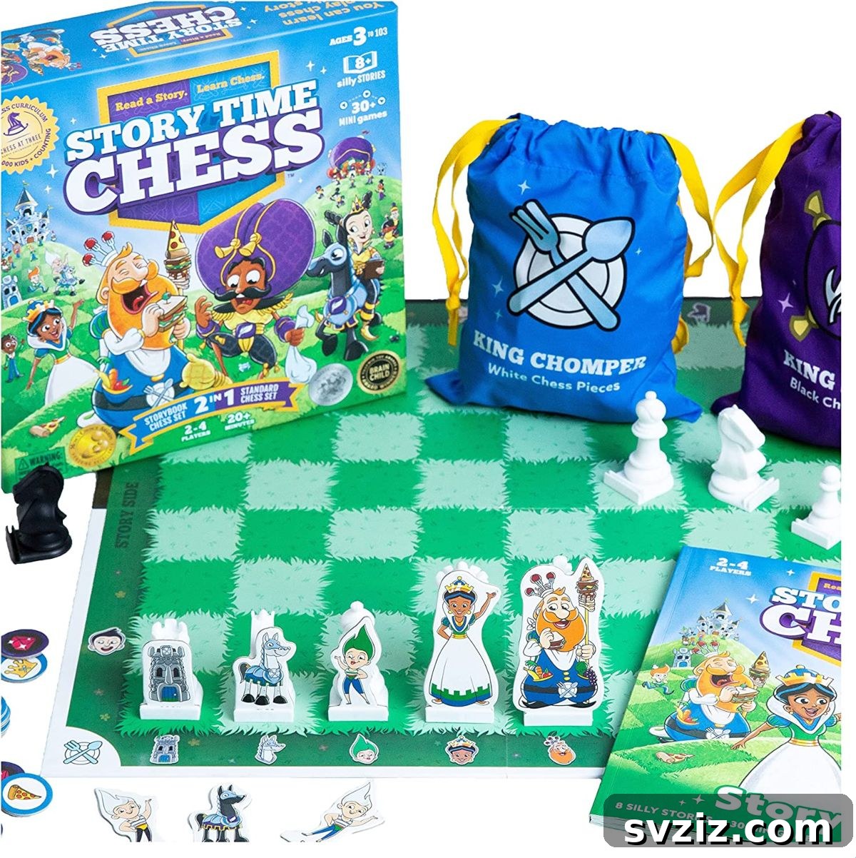Playful Learning: Engaging Board Games for Preschoolers 22 Story Time Chess game, featuring whimsical characters representing chess pieces, teaching chess rules through storytelling.