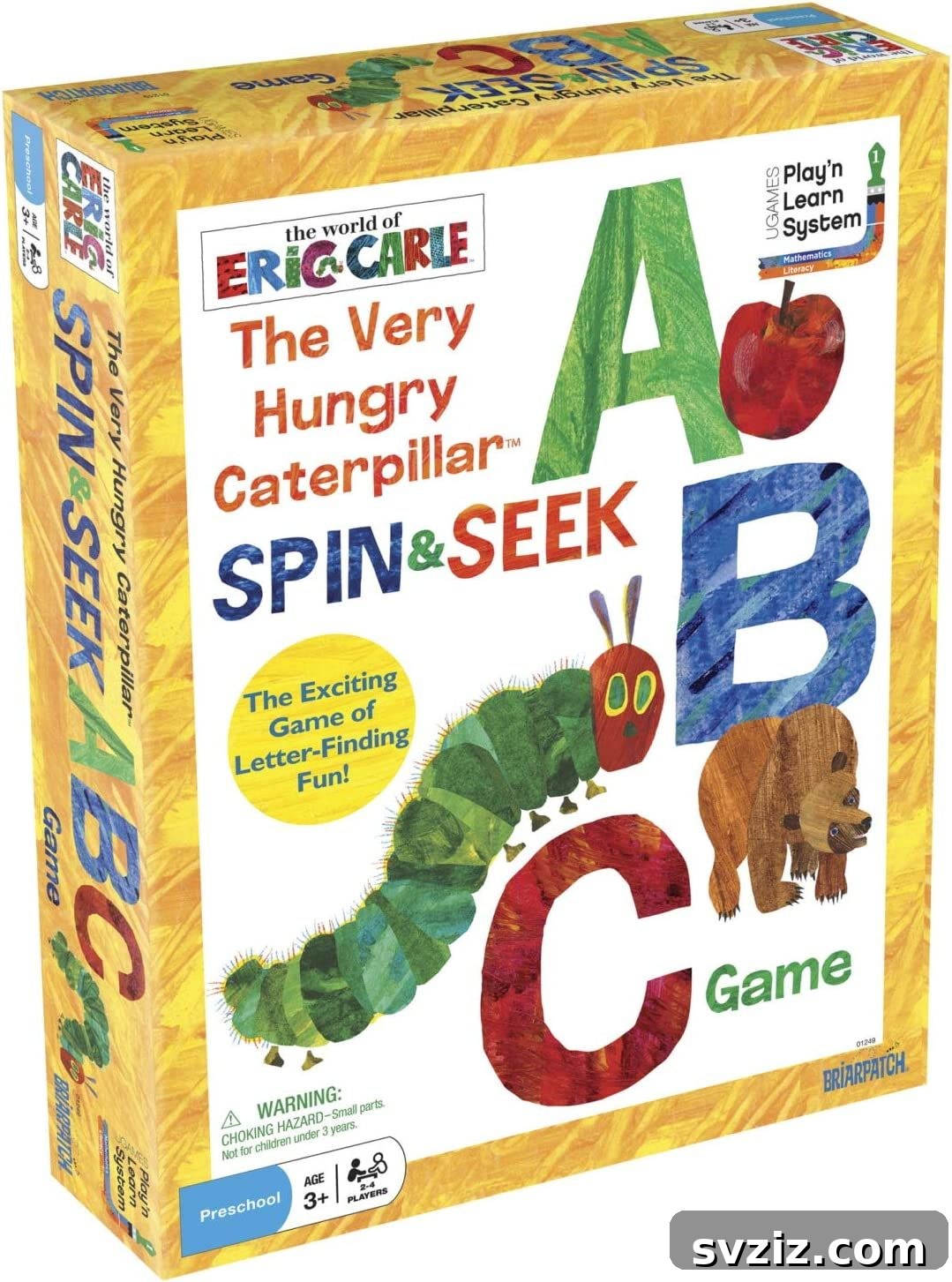 Playful Learning: Engaging Board Games for Preschoolers 8 The World of Eric Carle's Hungry Caterpillar board game, featuring colorful food items and a caterpillar mover for learning letters.