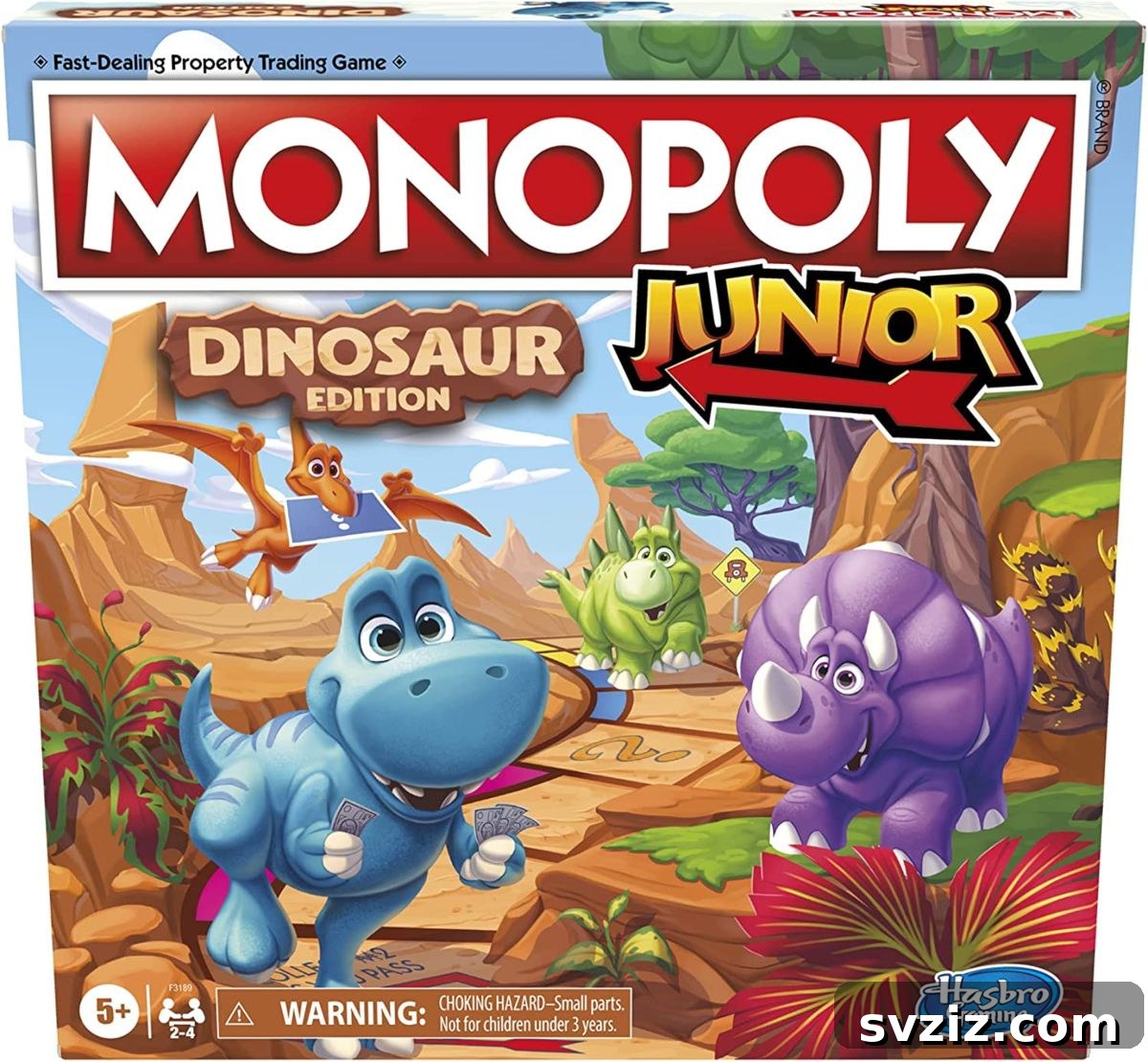 Playful Learning: Engaging Board Games for Preschoolers 10 Dinosaur-themed Monopoly Junior board game, featuring dinosaur tokens and simplified properties for young players to learn money management.