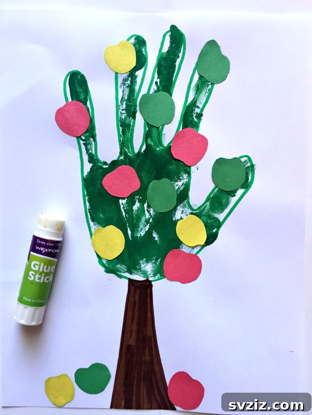 Easy Fall Crafts for Preschoolers: 41 Fun Ideas 12 Handprint Apple Tree