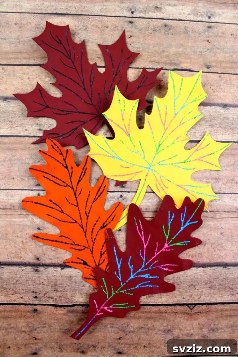Easy Fall Crafts for Preschoolers: 41 Fun Ideas 15 Scratch Art Fall Leaf
