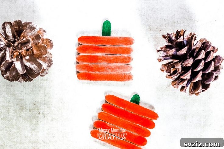 Easy Fall Crafts for Preschoolers: 41 Fun Ideas 16 Popsicle Stick Pumpkin Craft