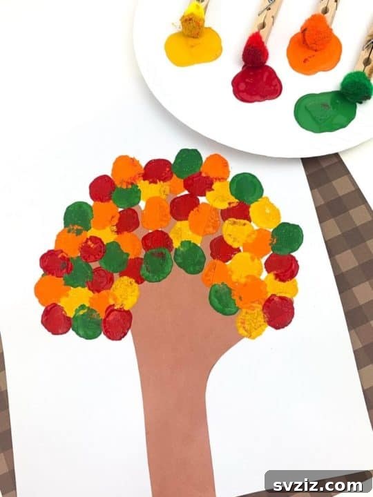 Easy Fall Crafts for Preschoolers: 41 Fun Ideas 19 Paper and Paint Fall Tree