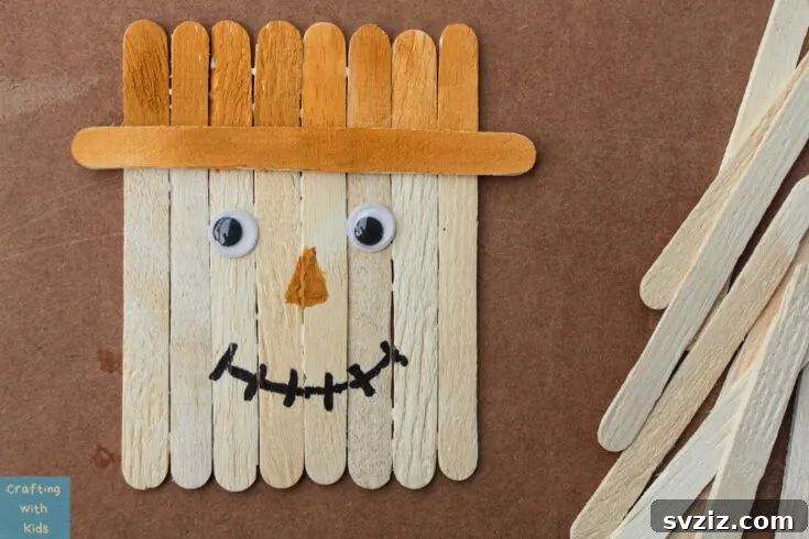 Easy Fall Crafts for Preschoolers: 41 Fun Ideas 20 Popsicle Stick Scarecrow