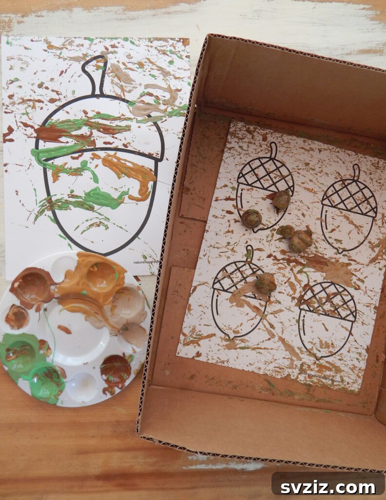 Easy Fall Crafts for Preschoolers: 41 Fun Ideas 34 Acorn Painting