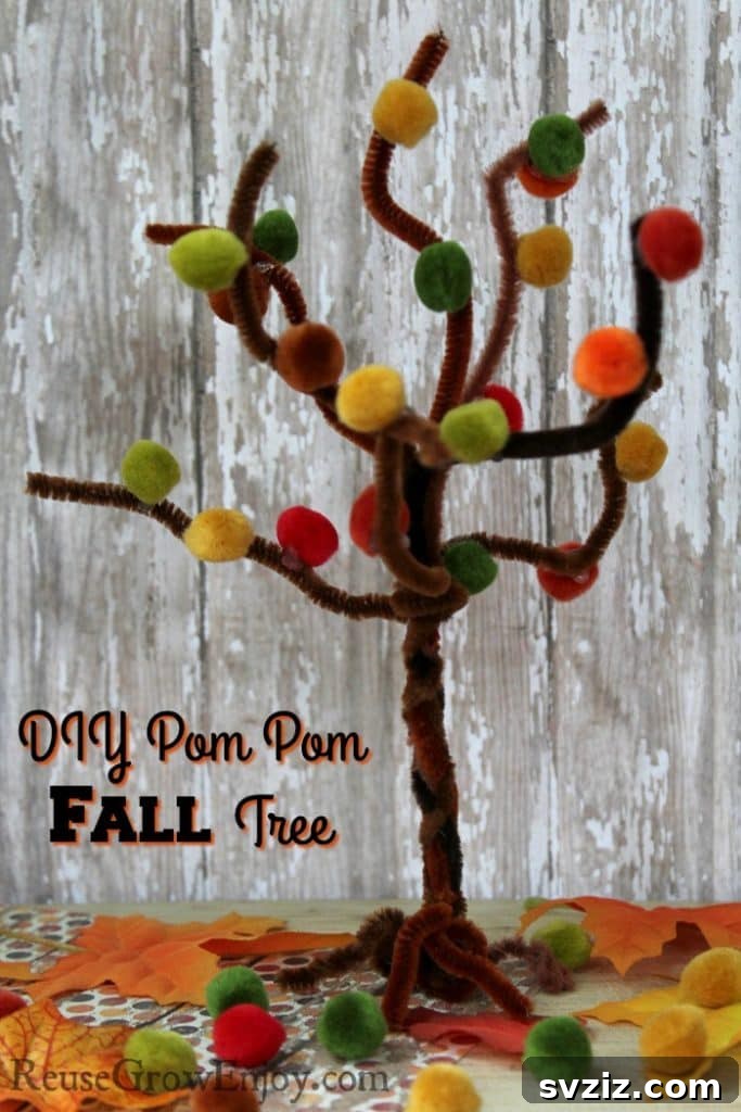 Easy Fall Crafts for Preschoolers: 41 Fun Ideas 9 Pom Pom Fall Tree