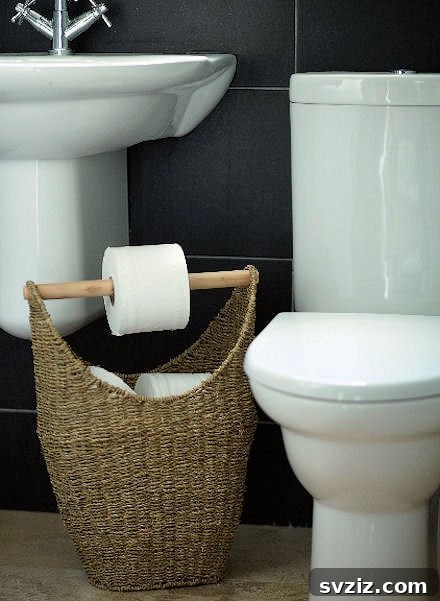Seagrass Basket for Toilet Roll Storage