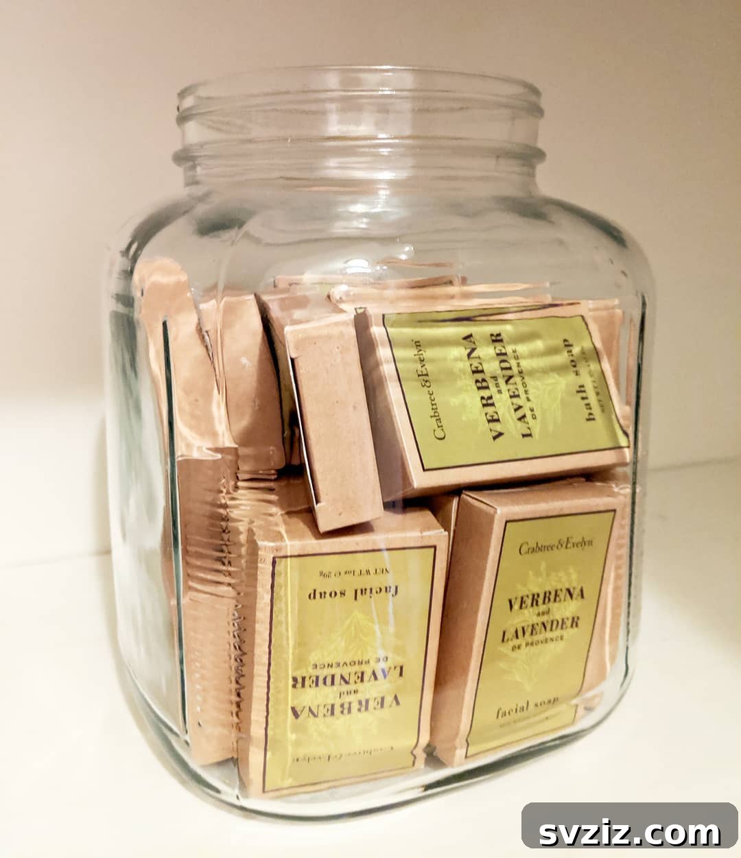Soap Bars Stored in a Decorative Glass Jar