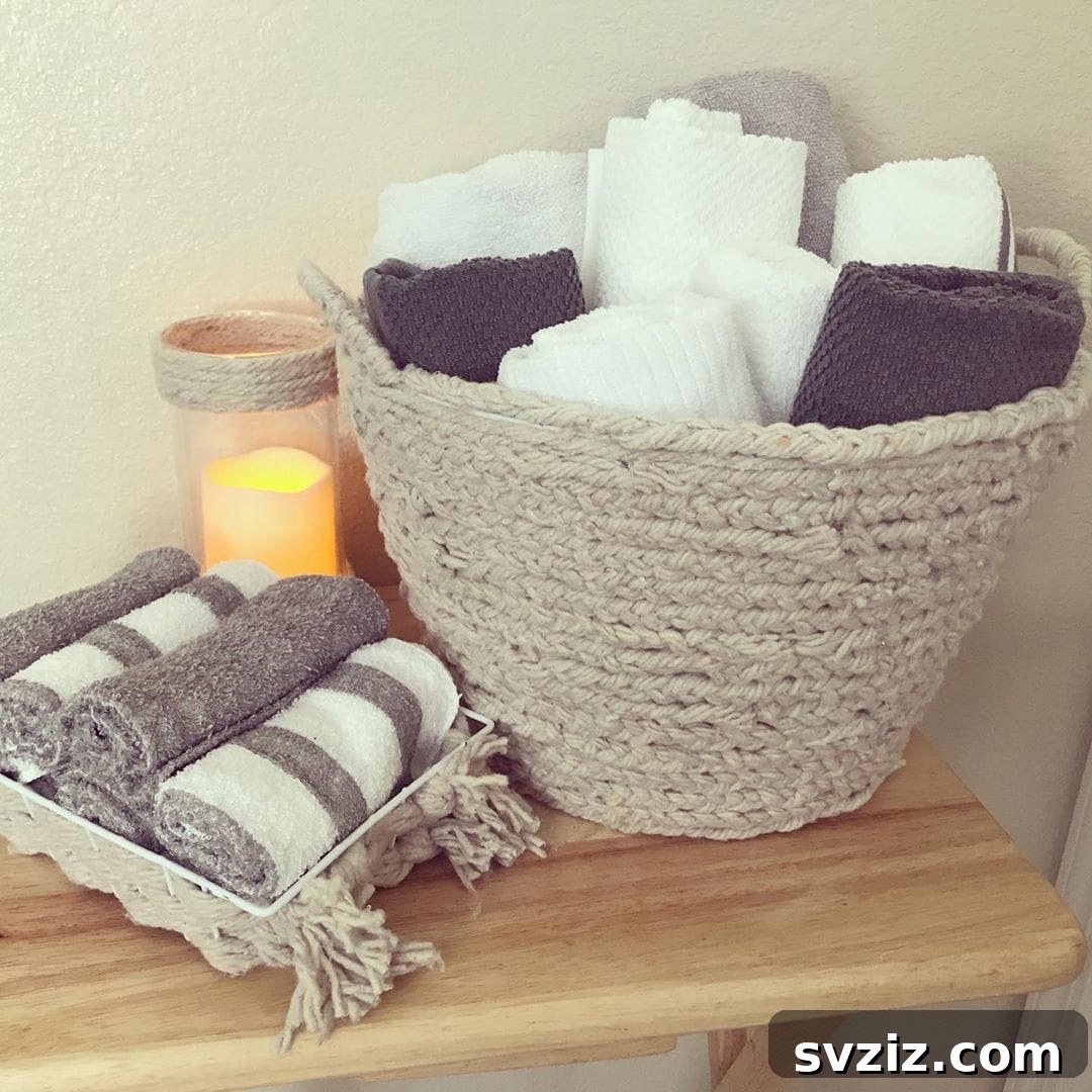 Hand Towels Stored in a Decorative Basket
