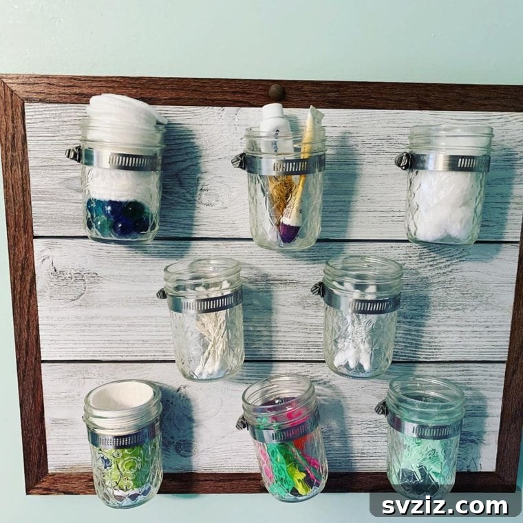 Mason Jar Wall Organizer for Bathroom Essentials