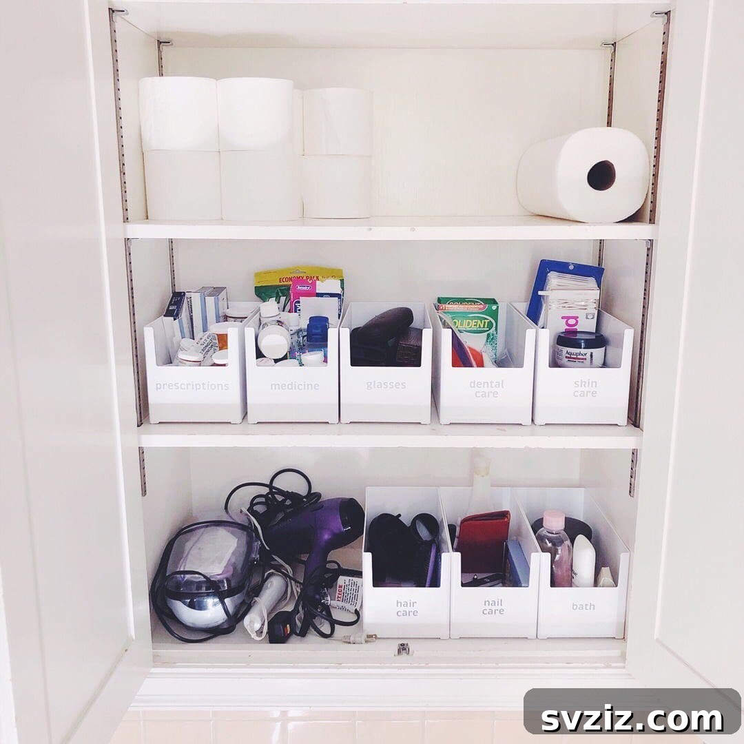 Labelled Organizers for Bathroom Storage
