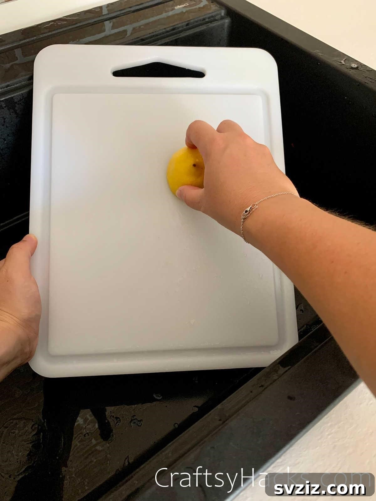 20 Game-Changing Cleaning Hacks to Reclaim Your Time 16 Sanitizing a cutting board with half a lemon