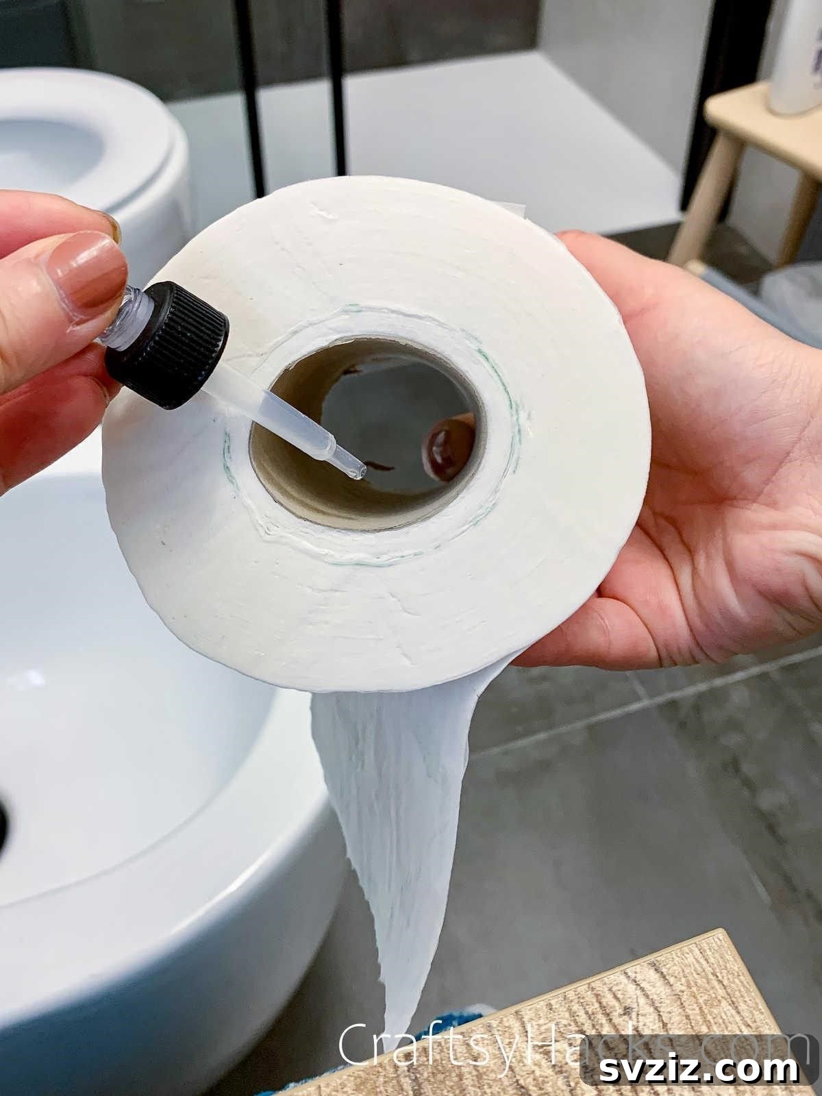 Banish Bathroom Odors for Good 3 add essential oil to paper