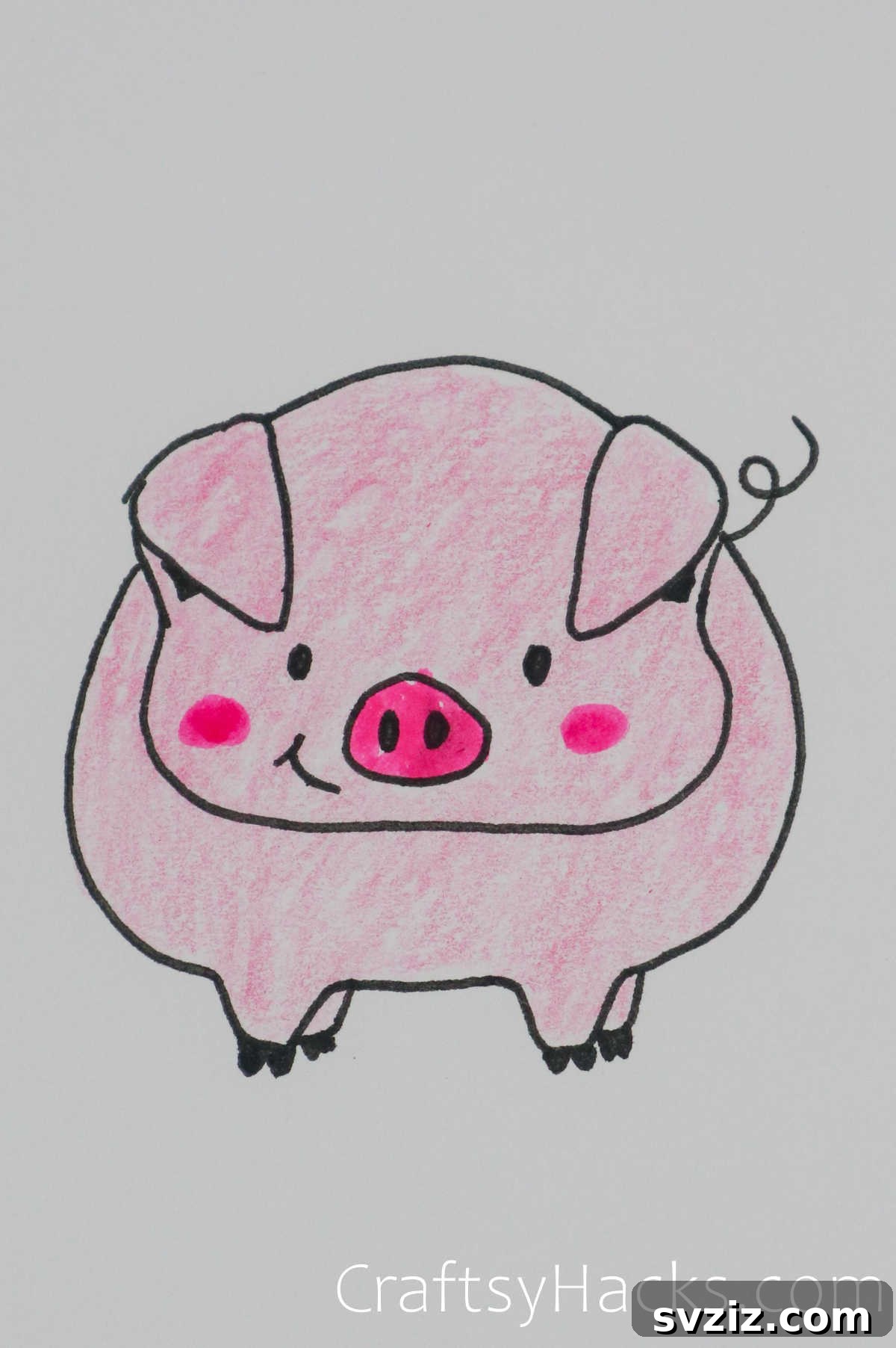 Paw-some Art: 31 Charming Animal Drawings for Children 15 pig