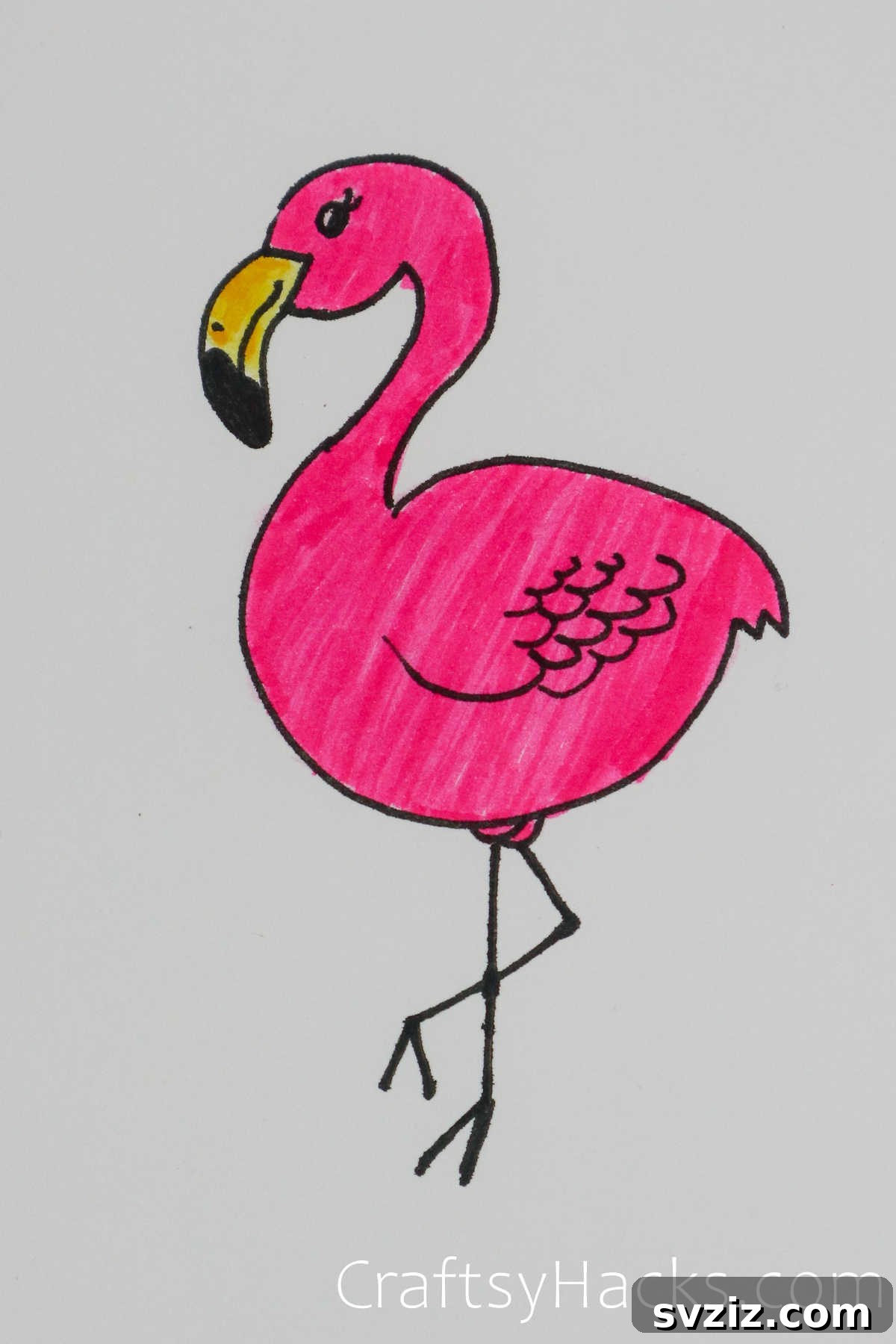 Paw-some Art: 31 Charming Animal Drawings for Children 20 flamingo