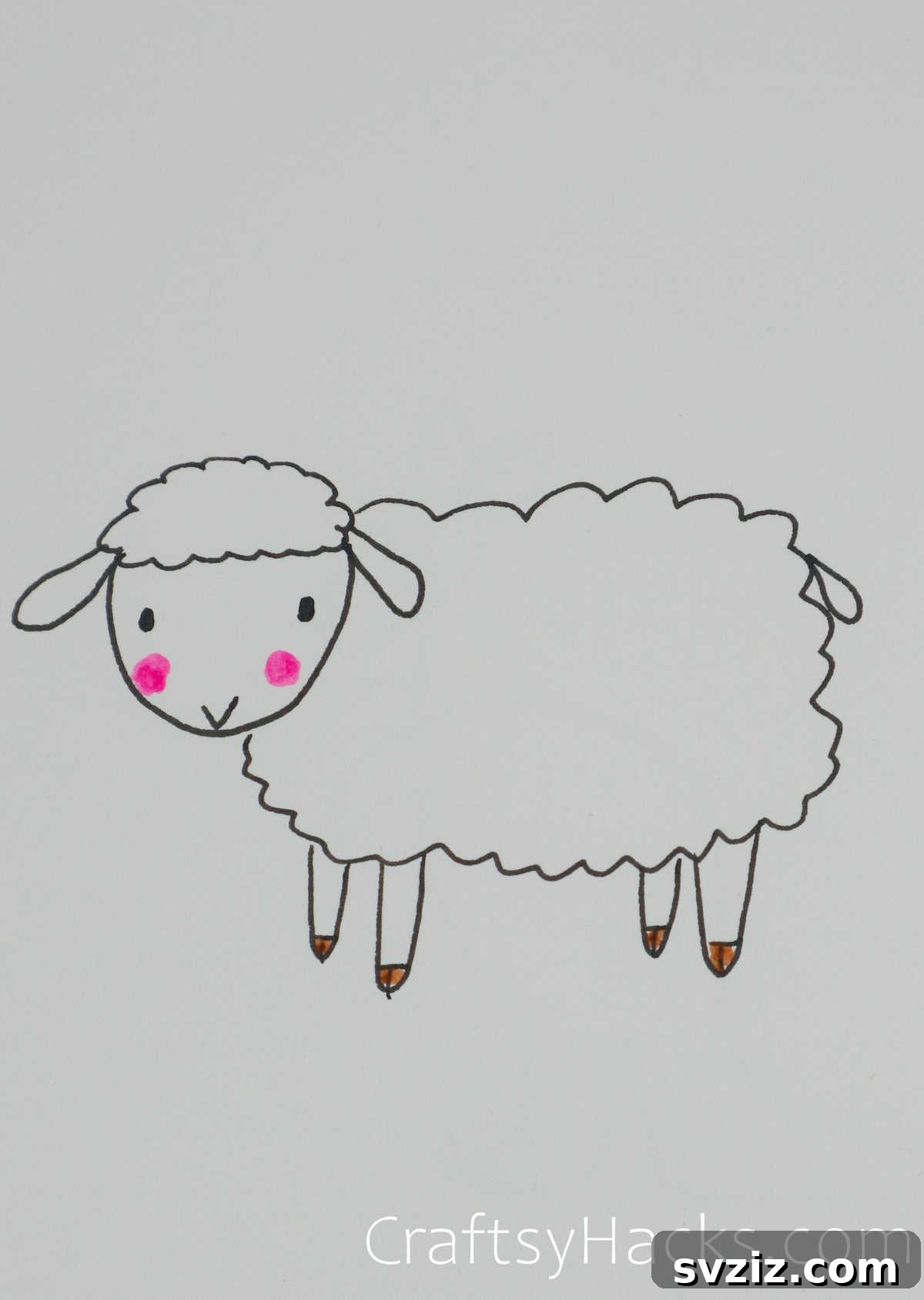 Paw-some Art: 31 Charming Animal Drawings for Children 25 sheep