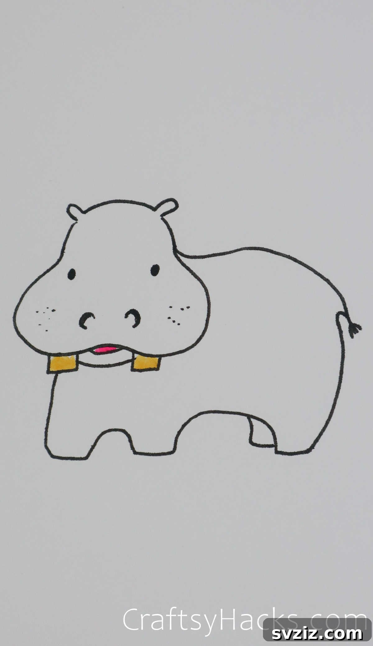Paw-some Art: 31 Charming Animal Drawings for Children 6 hippo